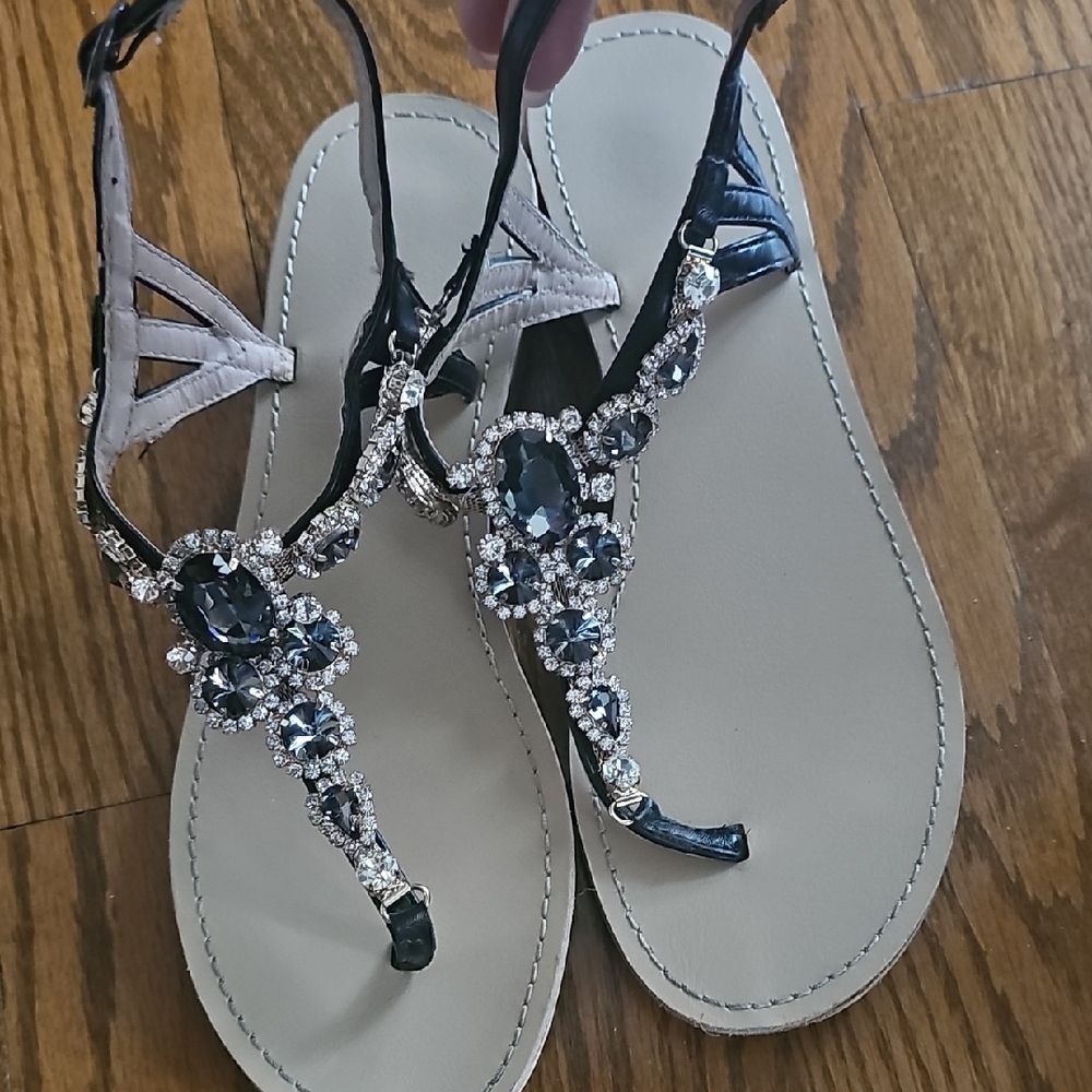 Elegant Black and Silver Women's Sandals
